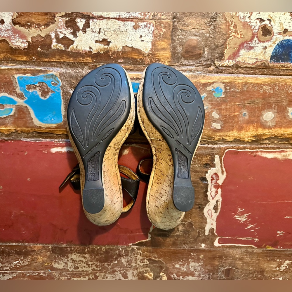 Born Leather Wedge Sandals - Picture 4 of 8
